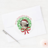 Sticker Rond Meowy Christmas Empreinte de patte Holiday Wreath  (Enveloppe)