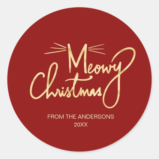 Sticker Rond Meowy Christmas Funny Faux or Poignée (Devant)