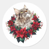 Sticker Rond Meowy Christmas Maine Coon Cat  (Devant)