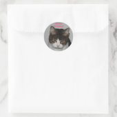 Sticker Rond Meowy Noël ! -Stickers de voeux de vacances (Sac)