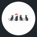 Sticker Rond Meowys Noël Chat Noir Chapeaux de Père Noël Présen<br><div class="desc">Meowys Noël Chat Noir Chapeaux Santa Présente Animal Noël</div>