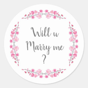 Sticker Rond M'épouseras-tu ? Fleur de cerisier vintage