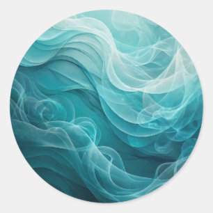 Sticker Rond Mer Ciel Bleu Turquoise Tourbillonnant Rêveur