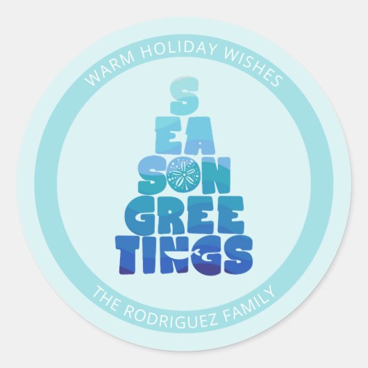 Sticker Rond Mer De Plage Et Salutations (Devant)