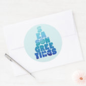 Sticker Rond Mer De Plage Et Salutations (Enveloppe)