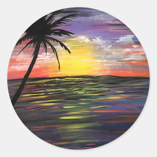 Sticker Rond Mer du coucher du soleil (Devant)
