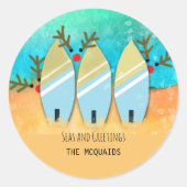 Sticker Rond Mer et salutations Reindeer Côte (Devant)