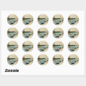 Sticker Rond Mer japonaise de Satta Hiroshige Art (Feuille)