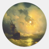 Sticker Rond Mer orageuse la nuit, Aivazovsky (Devant)