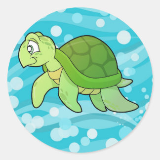 Sticker Rond Mer tortue et bulle