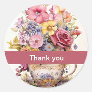 Sticker Rond Merci 14 Tasse de fleurs Hershey's Miniatures