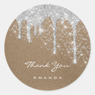 Sticker Rond Merci 16e papier kraft pour mariage de rêve
