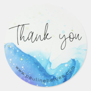 Sticker rond Merci 2 bleu classique