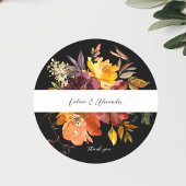 Sticker Rond Merci 2V2 or orange et jaune - noir