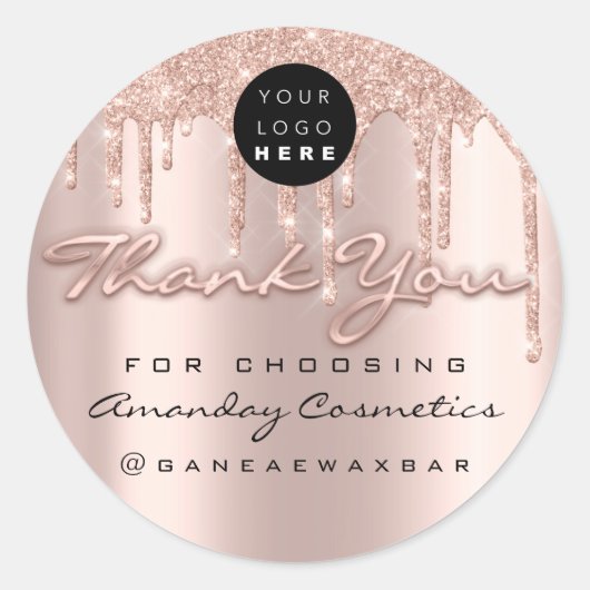 Sticker Rond Merci 3D Pour Choisir Le Logo Nom Rose Lecteurs (Devant)