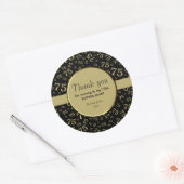 Sticker Rond Merci : 75e Motif de numéros Black & Gold (Enveloppe)