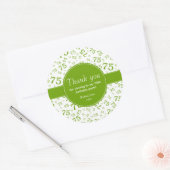 Sticker Rond Merci : 75e Motif numérique vert et blanc (Enveloppe)