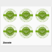 Sticker Rond Merci : 85 Anniversaire Vert/Blanc Motif numérique (Feuille)