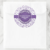 Sticker Rond Merci : 85 Anniversaire Violet/Blanc Motif de numé (Sac)