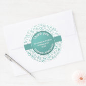 Sticker Rond Merci : 85e anniversaire Turquoise/blanc Motif num (Enveloppe)