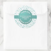 Sticker Rond Merci : 85e anniversaire Turquoise/blanc Motif num (Sac)