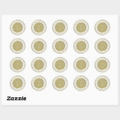 Sticker Rond Merci 95e anniversaire Gold et Motif blanc (Feuille)