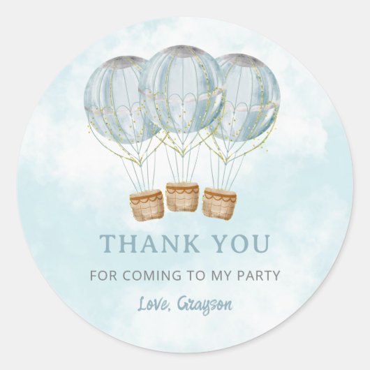 Sticker Rond Merci à ballon à air chaud (Devant)