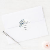 Sticker Rond Merci à fleurs bleu foncé (Enveloppe)