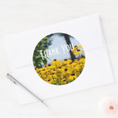 Sticker Rond Merci à fleurs jaunes (Enveloppe)