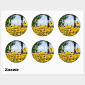 Sticker Rond Merci à fleurs jaunes (Feuille)