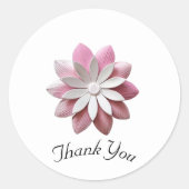 Sticker Rond Merci à fleurs roses (Devant)