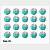 Sticker Rond Merci à huile d'argent turquoise Ombre (Feuille)