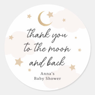 Sticker Rond Merci à la Lune et Baby shower arrière