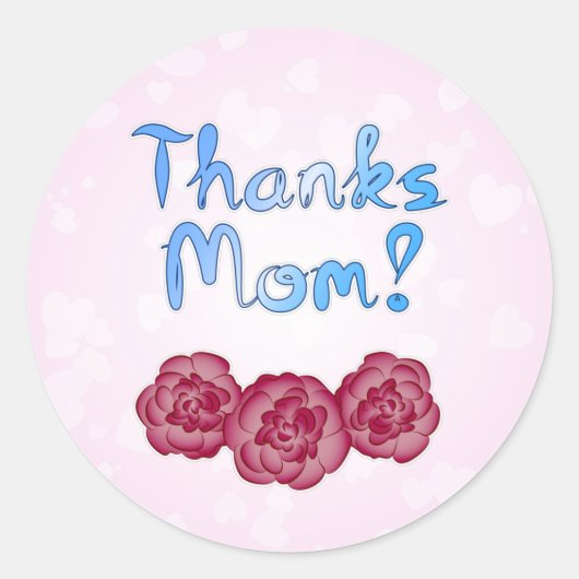 Sticker Rond Merci à Maman avec Carnation Flower pour la fête d (Devant)