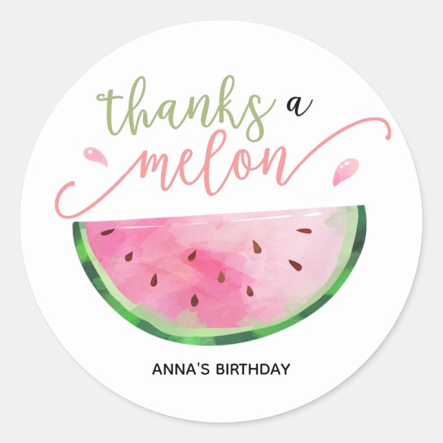 Sticker Rond Merci à Melon merci l'autocollant (Devant)