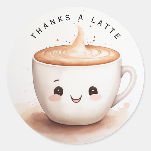 Sticker Rond Merci à un latte (Devant)