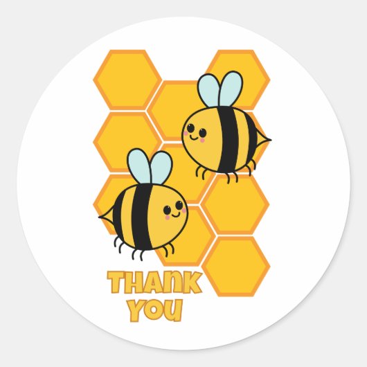 Sticker Rond Merci Abeilles Cute Et Design Honeypeb (Devant)