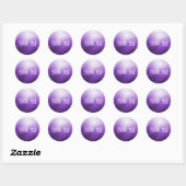 Sticker Rond Merci Abstrait blanc violet (Feuille)