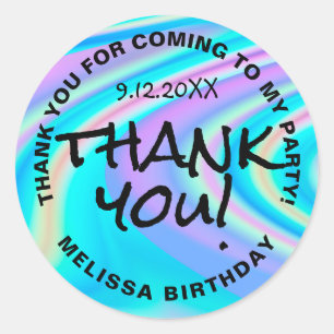 Sticker Rond Merci abstrait couleur turquoise