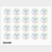 Sticker Rond Merci Abstrait Rainbow Custom Graduation Party (Feuille)