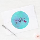 Sticker Rond Merci Abstrait turquoise et pourpre (Enveloppe)