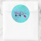Sticker Rond Merci Abstrait turquoise et pourpre (Sac)