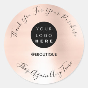 Sticker Rond Merci Acheter Boutique en ligne Logo Rose