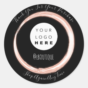 Sticker Rond Merci Acheter Boutique Logo en ligne Noir