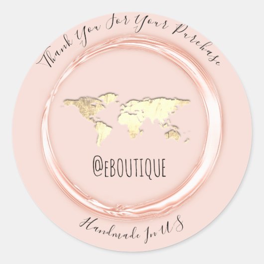 Sticker Rond Merci Acheter Rose World Map Voyage Code QR Logo (Devant)