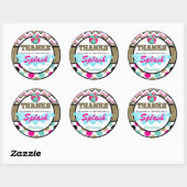 Sticker Rond Merci Ado Pool Party Favoriser balise personnalisé (Feuille)
