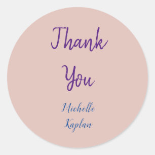 Sticker Rond Merci Ajouter le nom Rose Gold Modern Professional
