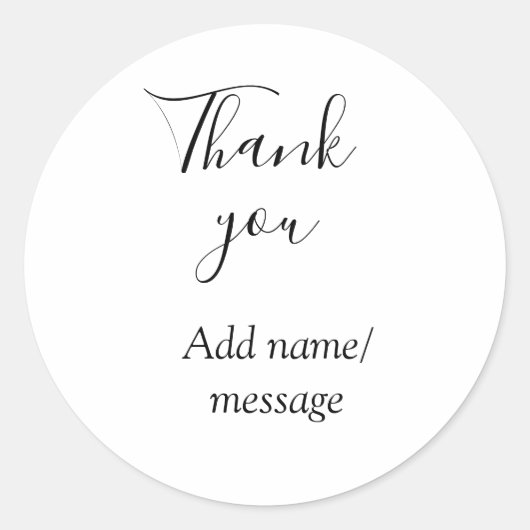 Sticker Rond Merci ajoutez un nom message simple calligraphie é (Devant)