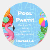 Sticker Rond Merci Amusants Piscine Fête Naissance (Devant)