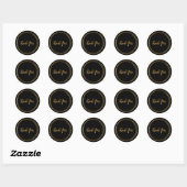 Sticker Rond Merci anneaux d'or noirs (Feuille)